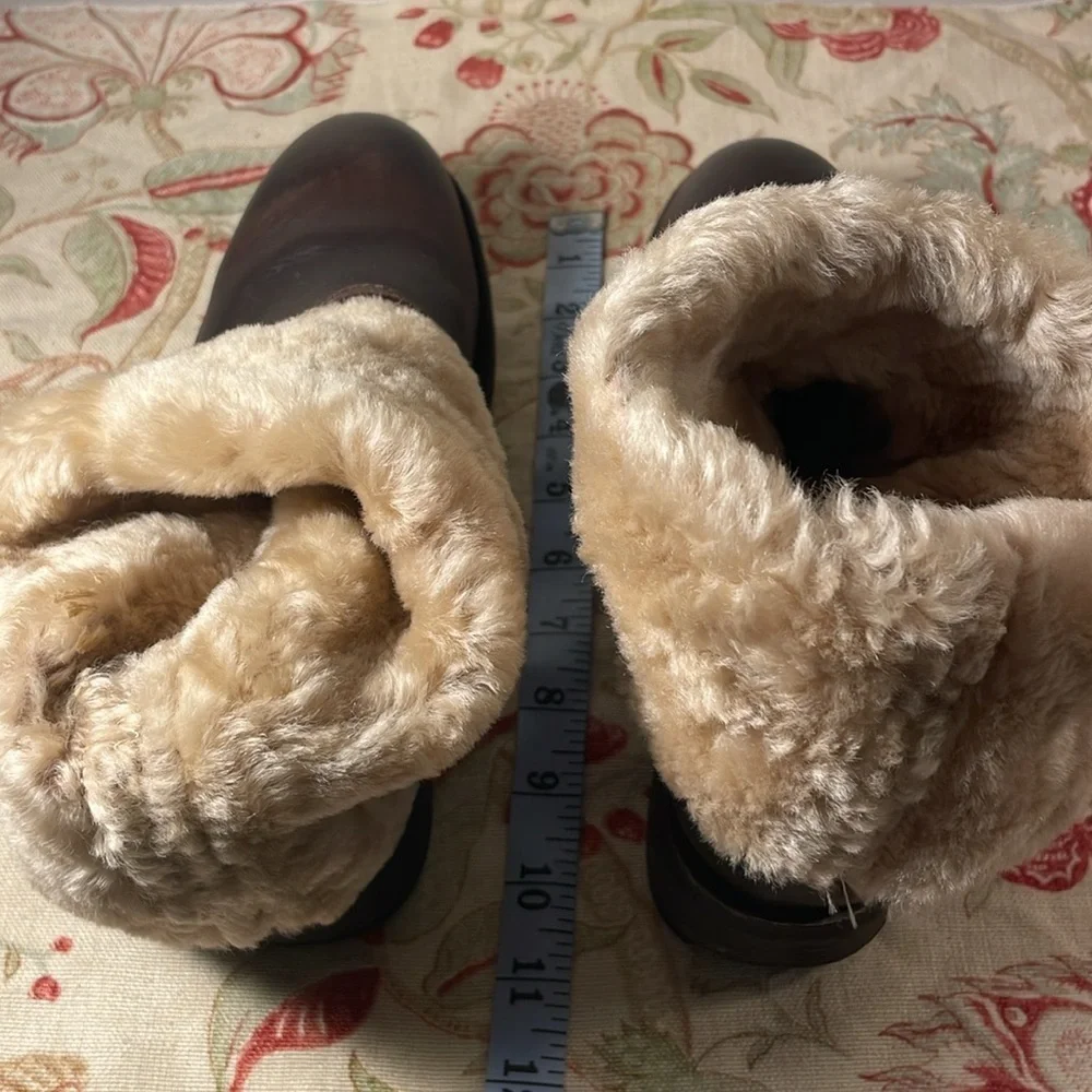 Ash Dark Brown Shearling-Lined Leather Winter Flap Over Boots
